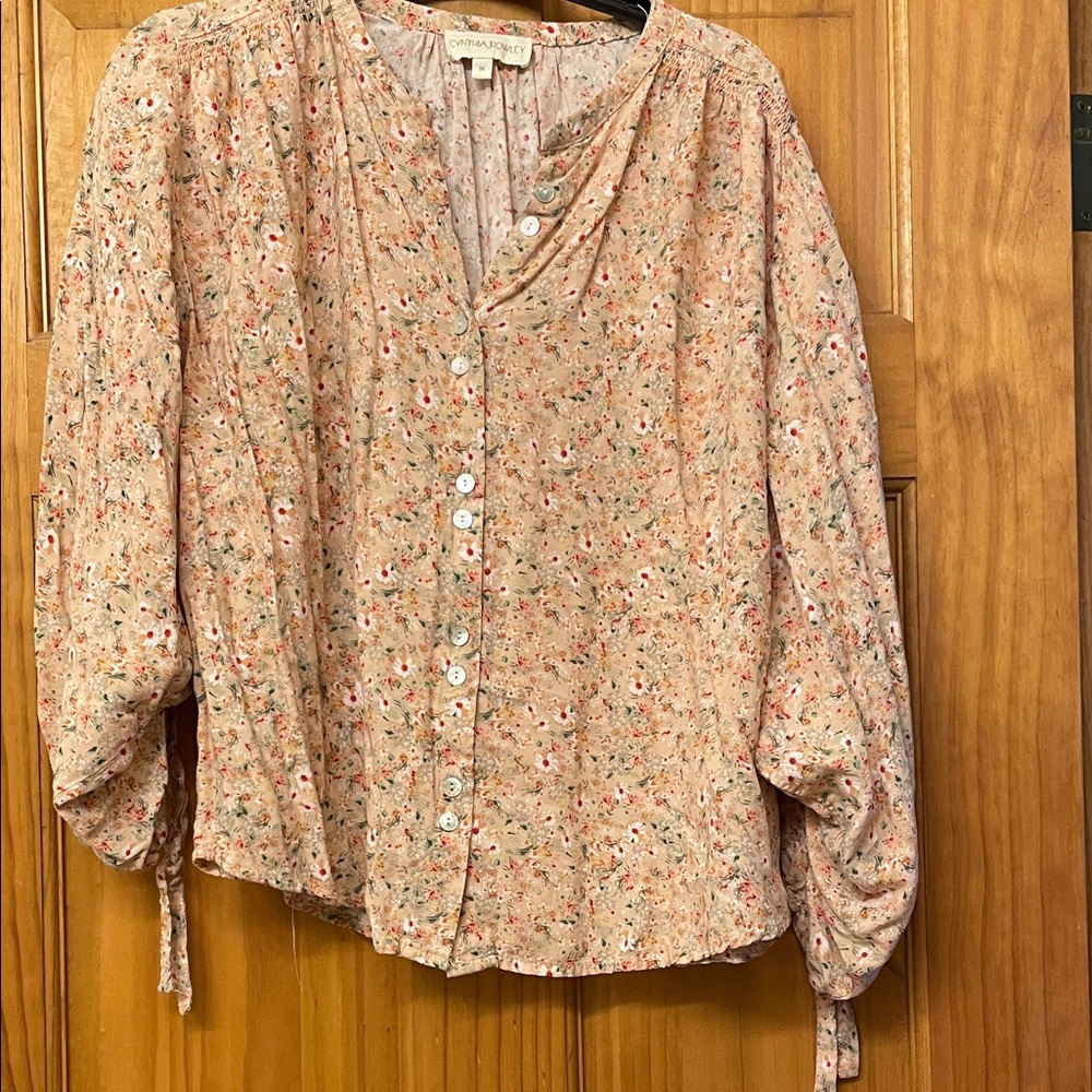 Cynthia Rawley Peach Floral Blouse